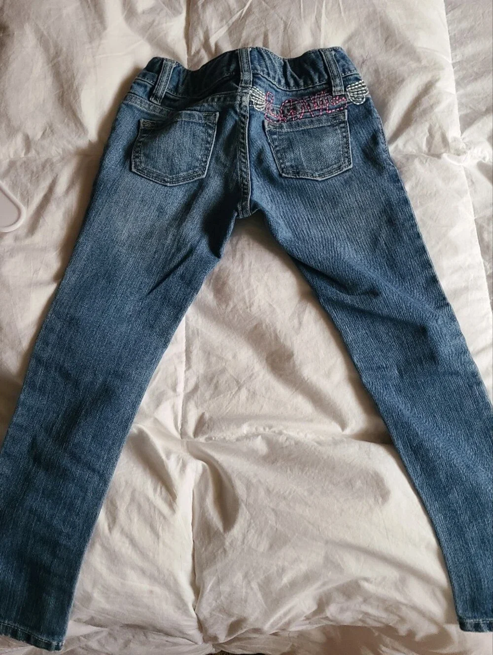 Old Navy Light Blue Skinny Jeans with Embroidered Hearts